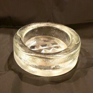 Heavy glass dish by Erik Hoglund, 2" x 5 3/4"
